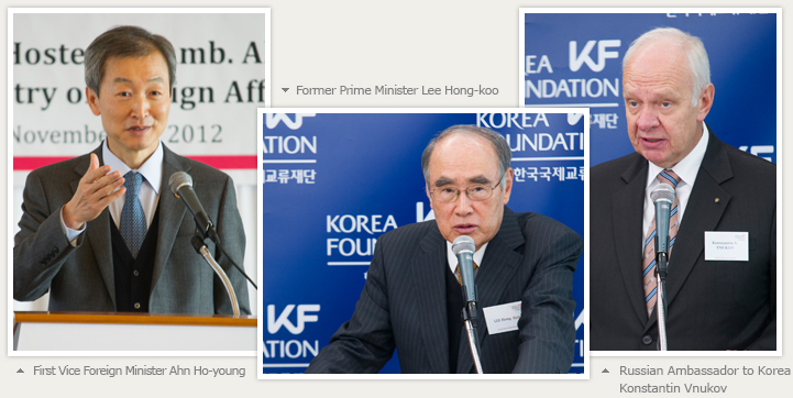 First Vice Foreign Minister Ahn Ho-young, Former Prime Minister Lee Hong-koo, Russian Ambassador to Korea Konstantin Vnukov